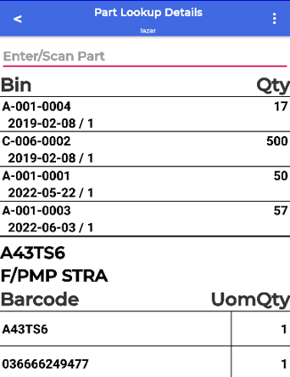 screenshot of Epicor Indago WMS